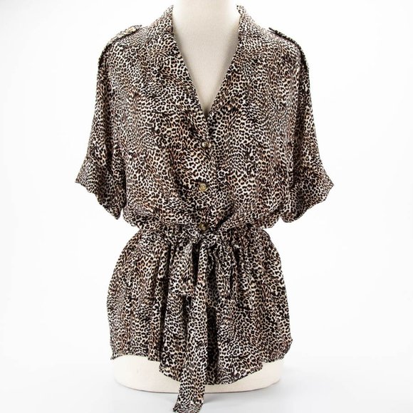 WORTHINGTON ANIMAL PRINT BUTTON UP BLOUSE NWT - Picture 1 of 5